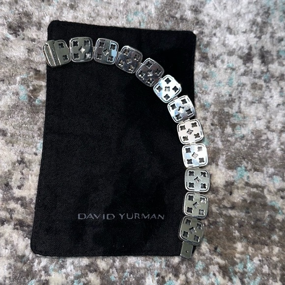 Vintage David Yurman 1-Row Linear Chiclet Bracelet Sterling Silver w/Diamonds - Picture 8 of 15